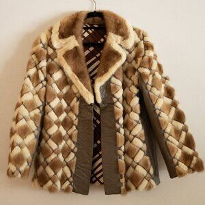 Mink and Leather Patchwork Fur Coat